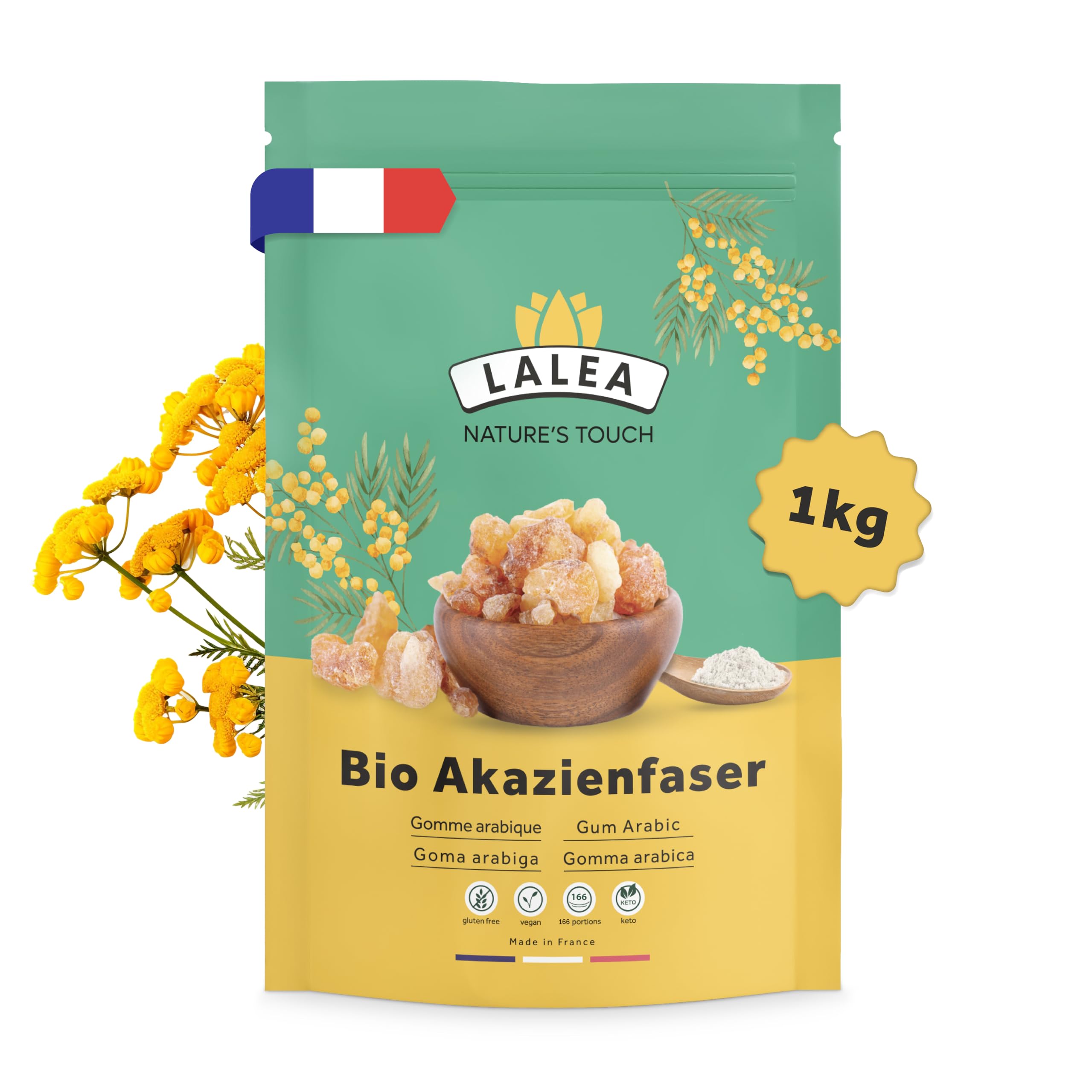 Akazienfaser Pulver Bio - 1Kg - 90% Ballaststoffe, ballaststoffe pulver aus akazienfasern Bio, Vegan & Keto, Glutenfrei, gummi arabicum puder, fiber supplement