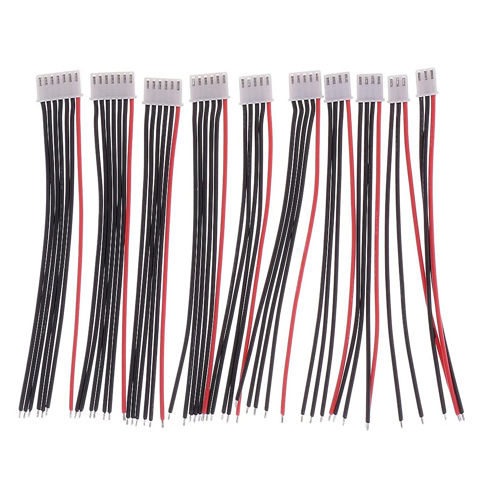 LINSYRC 10PCS 2S 3S 4S 5S 6S JST-XH Balance Connector Plug Adapter Lead Extension Cable with 15CM 22AWG Silicone Wire (2pcs each)