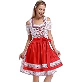 GloryStar Women's German Dirndl Beer Dress 3 Pieces Costumes for Bavarian Oktoberfest Carnival Festival
