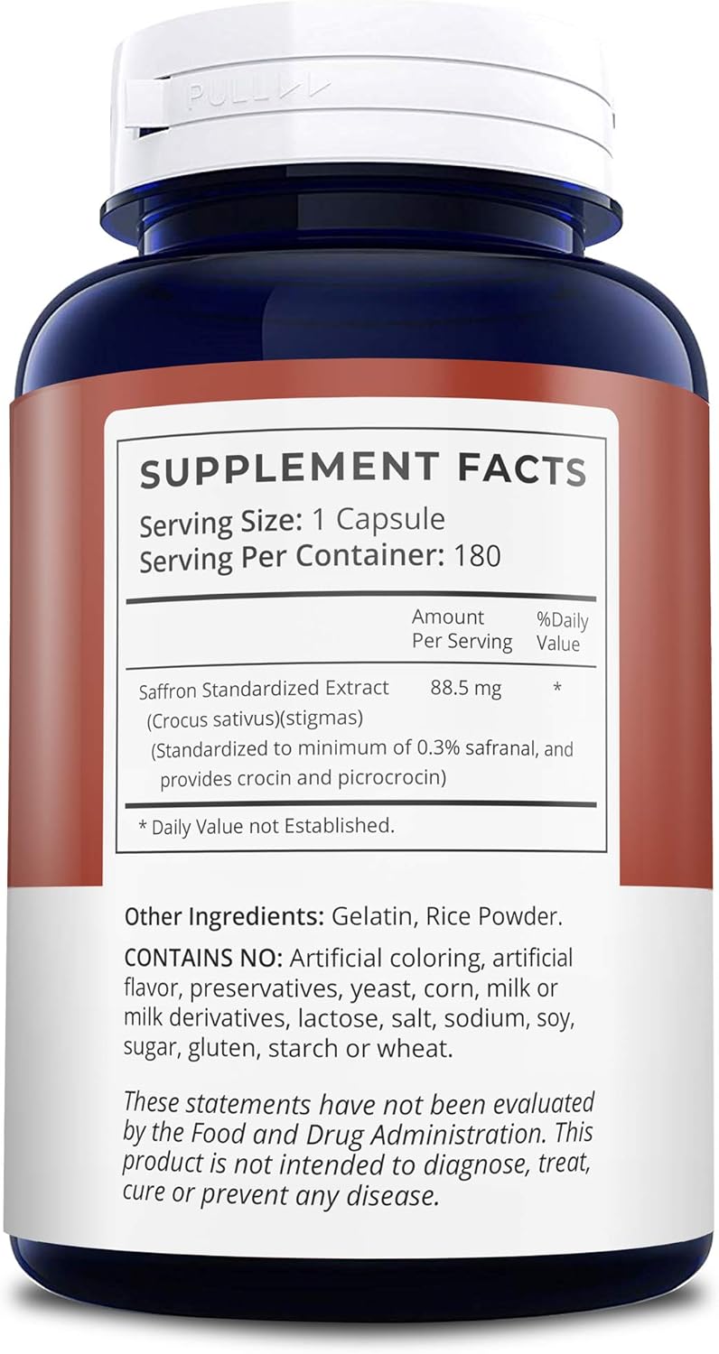 Saffron Extract Supplements 88.5 mg for Optimal Metabolism and Appetite Suppression Potent and