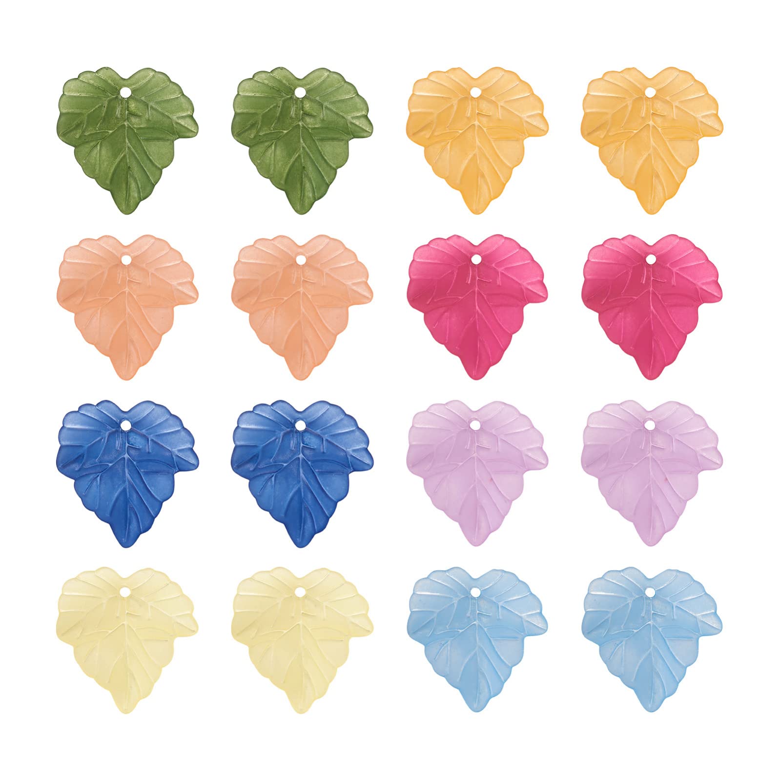 Craftdady 50pcs Transparent Frosted Acrylic Leaf Pendants Plastic Bead Charm with Vein 24x22.5mm for DIY Jewellery Making Crafting, Colorful — image 1