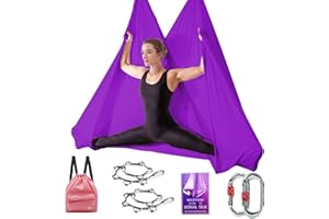 SAIVEN Aerial Silks-Aerial Yoga Hammock with Deluxe Yoga Swing Set, Flying Yoga, Aerial Dance(L:5m x W:2.8m)