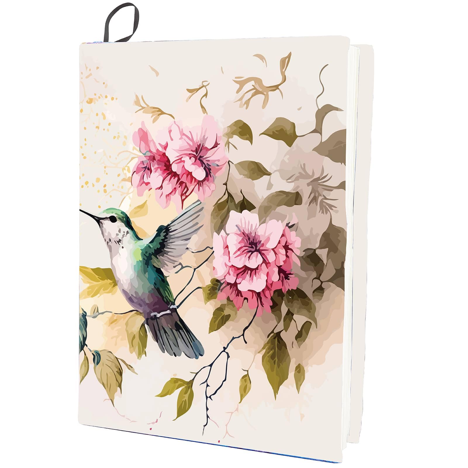 CRASPIRE Bird Stretchable Book Cover Hummingbird Animal Flower Washable Reusable Large Nylon Book Protector Elastic Notebook Wraps Suitable for Most Hardcover Books Classroom Students