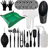 TIHOOD 30PCS/Set Mini Garden Hand Transplanting Succulent Tools Set, 19.7" Thickened Repotting Mat & Plant Tag, Miniature Planting Indoor Fairy Care, Potting, Cactus, Houseplant Bonsai Tool Kit