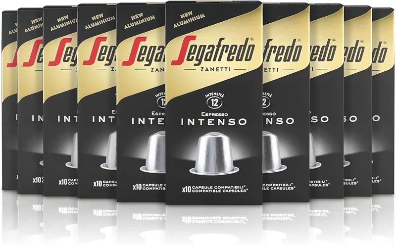 Zanetti 100 Aluminiumkapseln kompatibel mit Nespresso®* Intenso Kaffee, vollmundig und anhaltend im Geschmack (10 Boxen mit je 10 Kapseln) - Geeignet für Nespresso Original Maschinen
