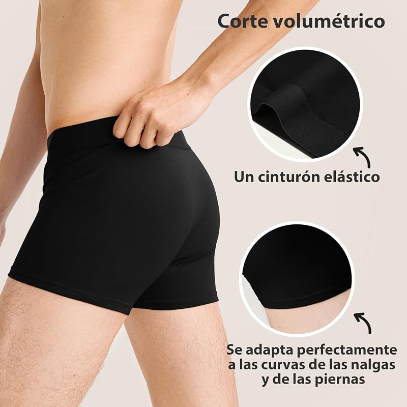 Cuecas boxer masculinas, pack de 6, sem logótipo, algodão confortável