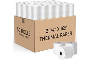 THEBESTLOFT PRINTITIVES TheBestLoft Printivities, 2-1/4" x 165' Thermal Paper - 50 Pack Universal Fit for POS, Credit Card & Register - Works with Square, Sharp, Nurit, Citzen, Casio & More!