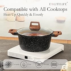 ESLITE LIFE Nonstick Stock Pot with Lid, 3 Quart