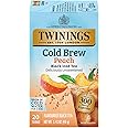 Twinings Peach Cold Brewed Iced Tea Bags, 20 Count (Pack of 1), Unsweetned Flavoured Black Tea, Caffeinated