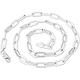 Waitsoul 925 Sterling Silver Paperclip Lobster Clasp Chain 3mm 4mm 5mm 6mm 7mm Necklace for Women Men Diamond Cut Silver Necklace Chain 16-30 Inches