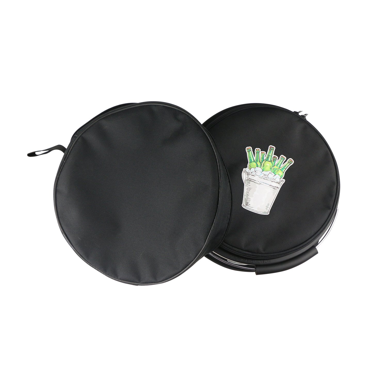 Collapsible Ice Bucket Drinks Lunch Cooler, LC-dolida Portable Folding Camping Beverage Beer Can Cooler with Zipper Double Insulated Bucket Bag for Hiking, Picnic, Travel Black