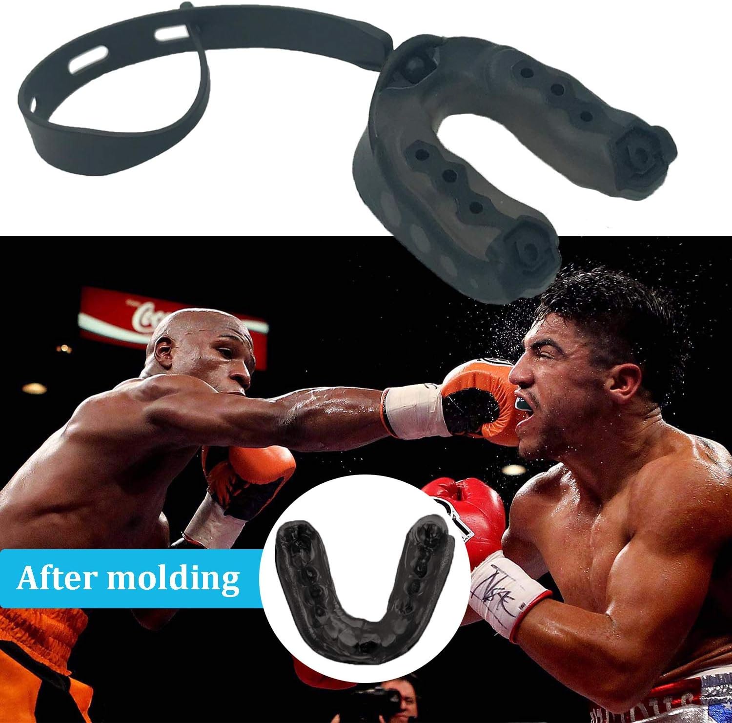 SELECTOP 2 Pack Sports Mouth Guard for Adults, Soft Mouthguard with Strap for Boxing, Basketball, Lacrosse, Football, MMA, Martial Arts, Hockey and All Contact Sports, 2 Black : Sports & Outdoors