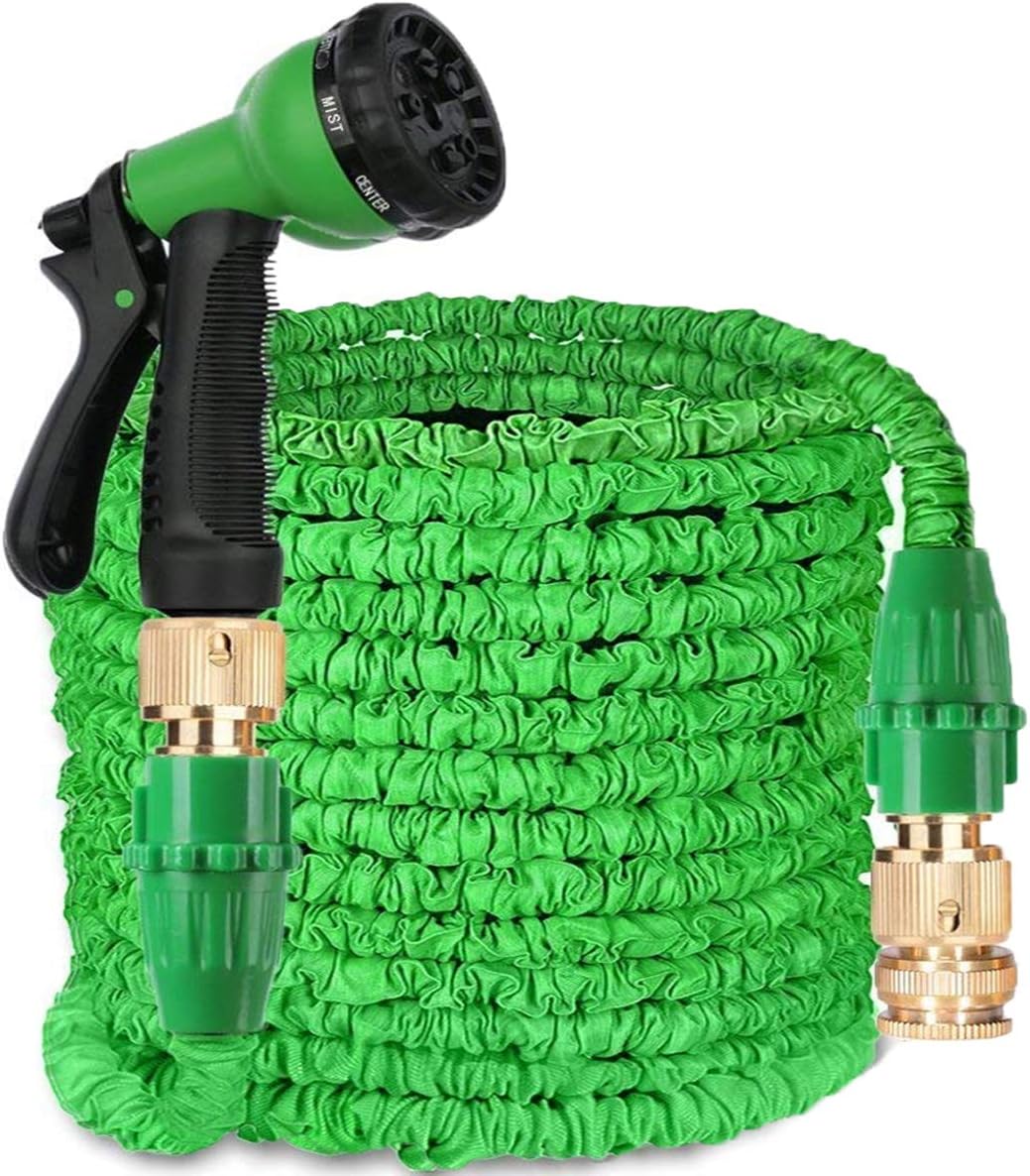Suplong Garden Hose Expandable Water Pipe 3 Times Expanding Flexible Magic Hose Pipes Reel With 8 Function Spray/Brass Connector Fittings/Storage Bag