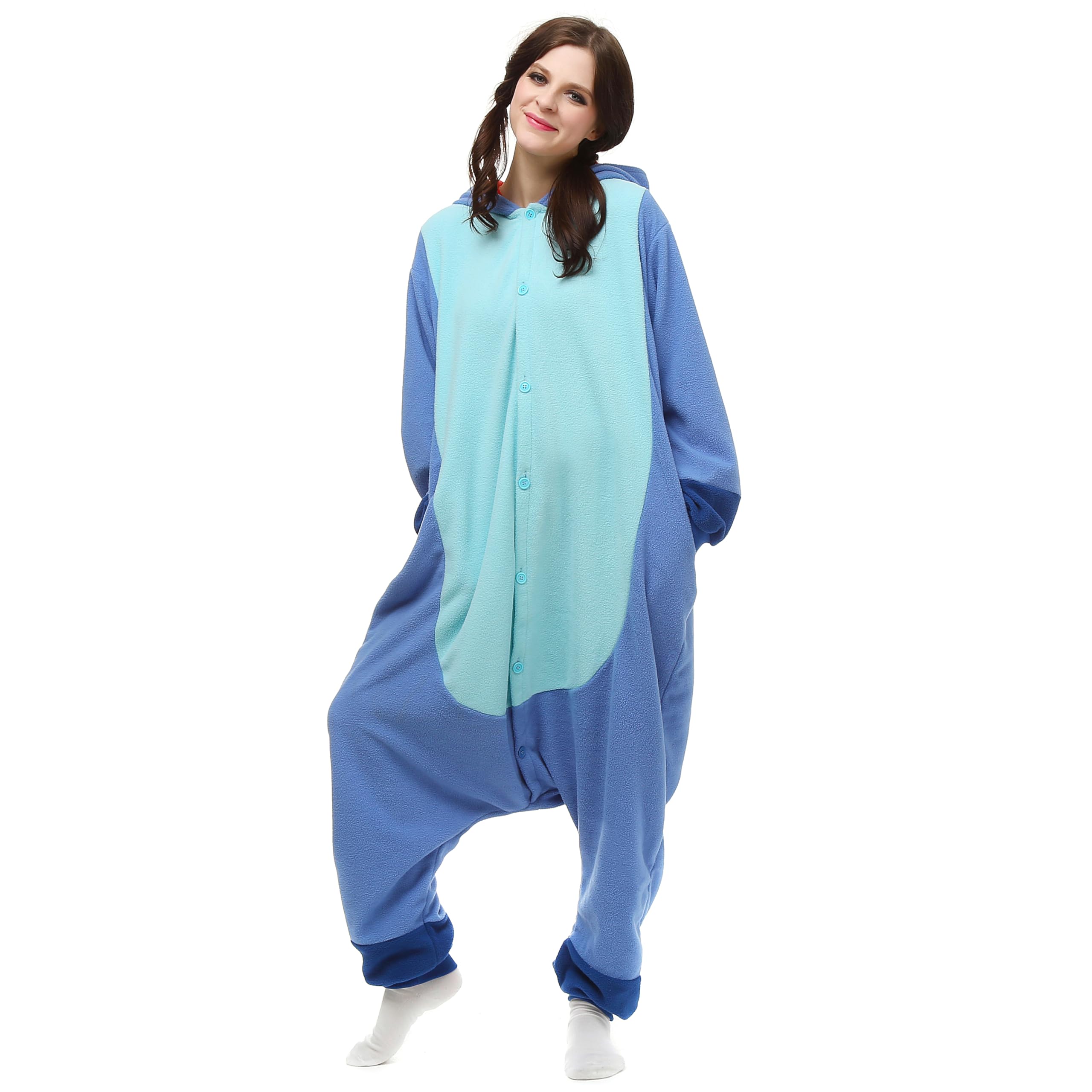 Wishliker Adult Onesie Animal Pajamas Halloween Cosplay Costumes Party Wear Blue
