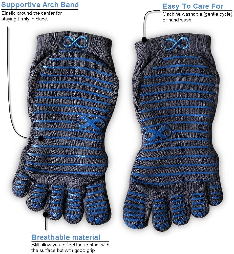 YogaAddict Yoga, Pilates, Barre, Dance, Full Toe Socks with Grips, 1 & 3 Pairs Set, Anti Non Slip Skid, for Women & Men : Clothing