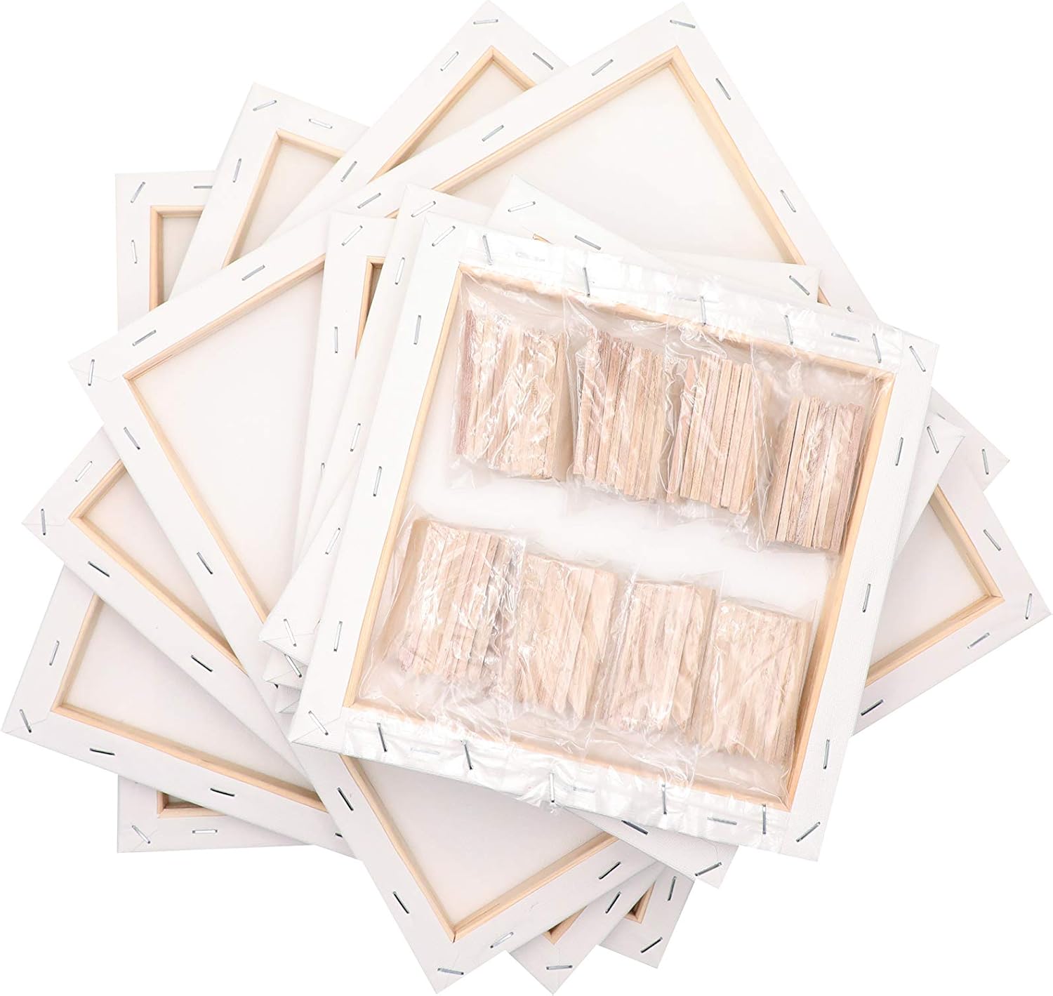 Artme Pre-Stretched Canvas 8pcs, 20x20CM-4pk, 30x30CM-4pk, Artist Framed Square Canvas 1.7cm - Image 5
