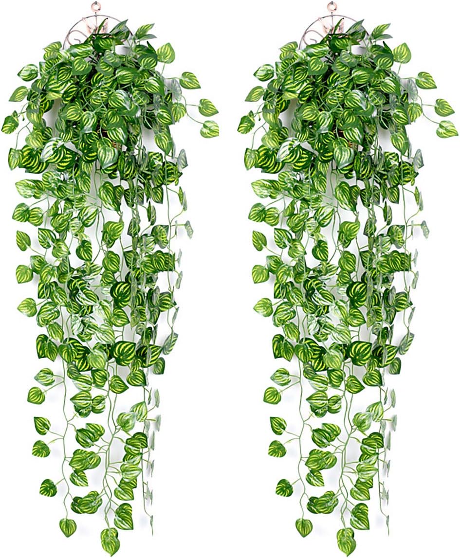 Ousuga Artificial Ivy Garland,2PCS Ivy Garland Fake Vine Greenery Leaves Fake Plants Hanging Vine Plant for Home Kitchen Garden Office Wedding Wall Decoration Indoor Outdoor