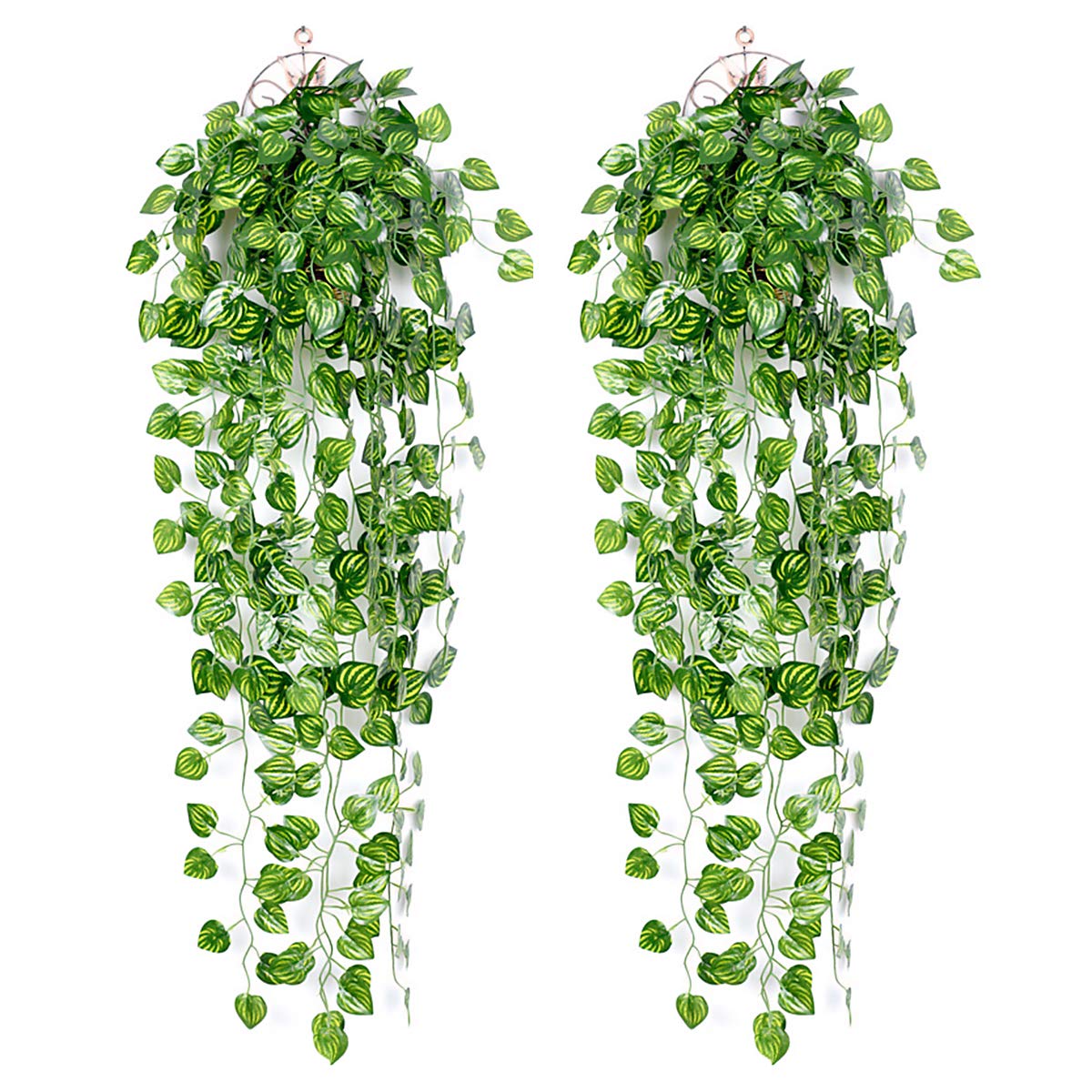 Ousuga Artificial Ivy Garland,2PCS Ivy Garland Fake Vine Greenery Leaves Fake Plants Hanging Vine Plant for Home Kitchen Garden Office Wedding Wall Decoration Indoor Outdoor