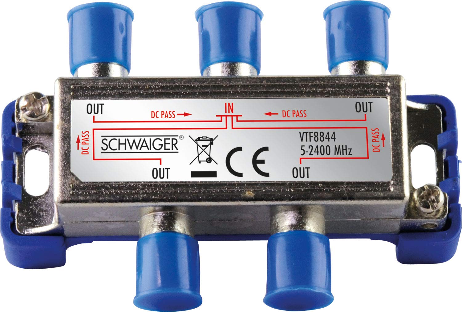 Schwaiger VTF8844241 High-End 4-Way Splitter for BK and GA Systems 110 dB