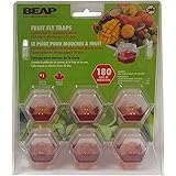 BEAPCO 10036 Prefilled Fruit Fly Traps, 6-Pack, Red
