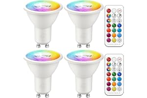 iLC GU10 LED Bulbs 12 Colors 5W Warm White 2700K Colour Changing Light Bulbs with Remote Control, 20 Watt Equivalent (Pack of