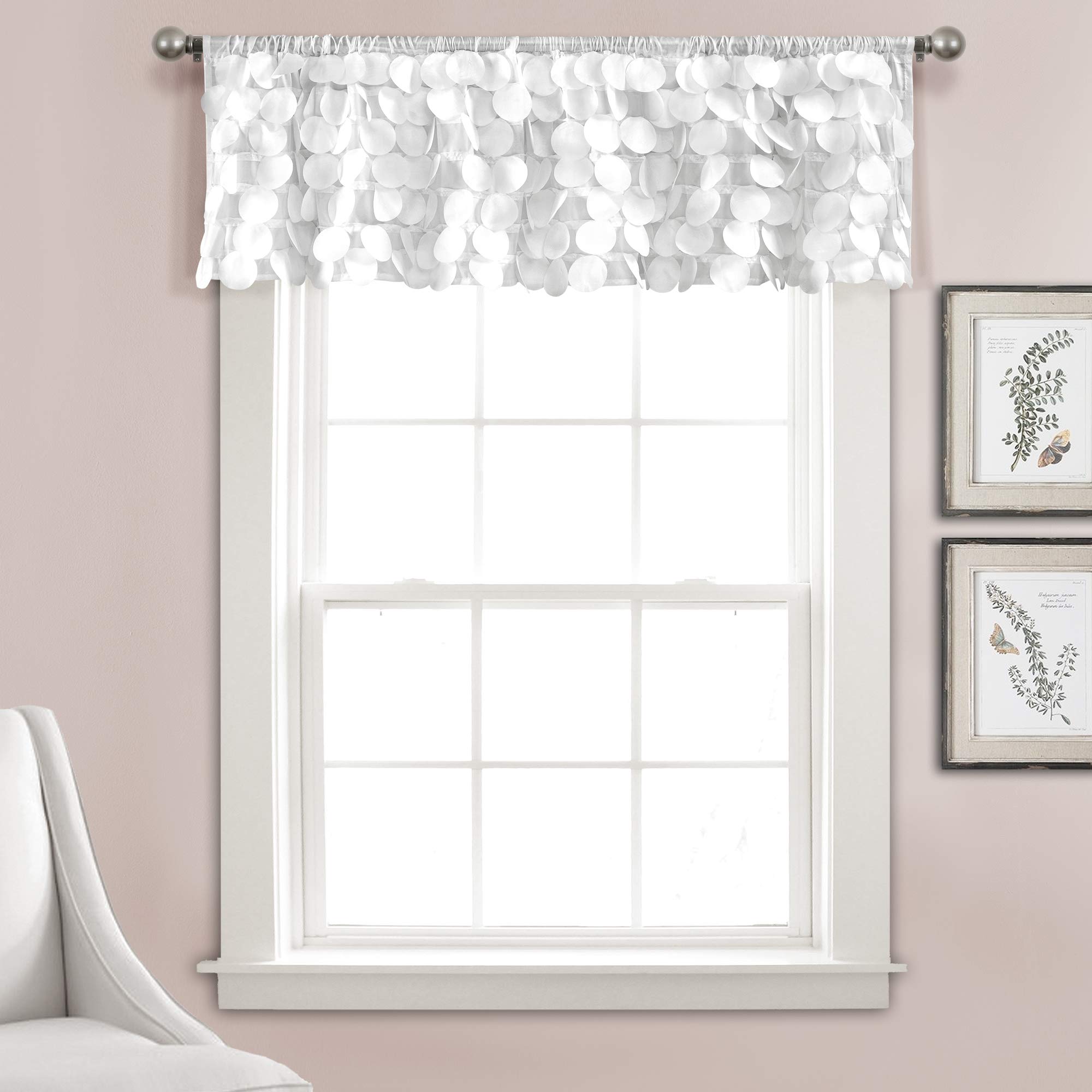 Lush Decor Lush Décor, White Gigi Valance Textured Window Kitchen Curtain (Single), 14” x 70