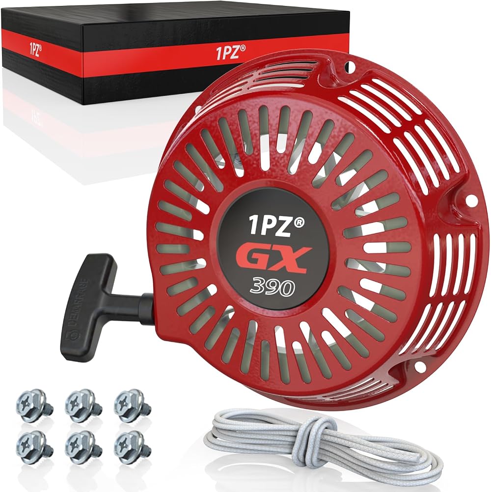 1PZ GX390 Recoil Starter Puller Replacement 6 Bolts Rope Kit 11hp 13hp