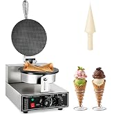 SEYOKOT Commercial Waffle Cone Maker Machine 1200W Stainless Steel Nonstick | 1200W Commercial Waffle Cone Iron, Crispy Ice Cream Cones, Authentic Marquesitas, Food Truck, Ice Cream Shop, Home Use