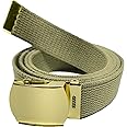 ARMYU Army Web Belt 100% Cotton Canvas Military Color Webbed Belts with Slider Buckle 54" Long