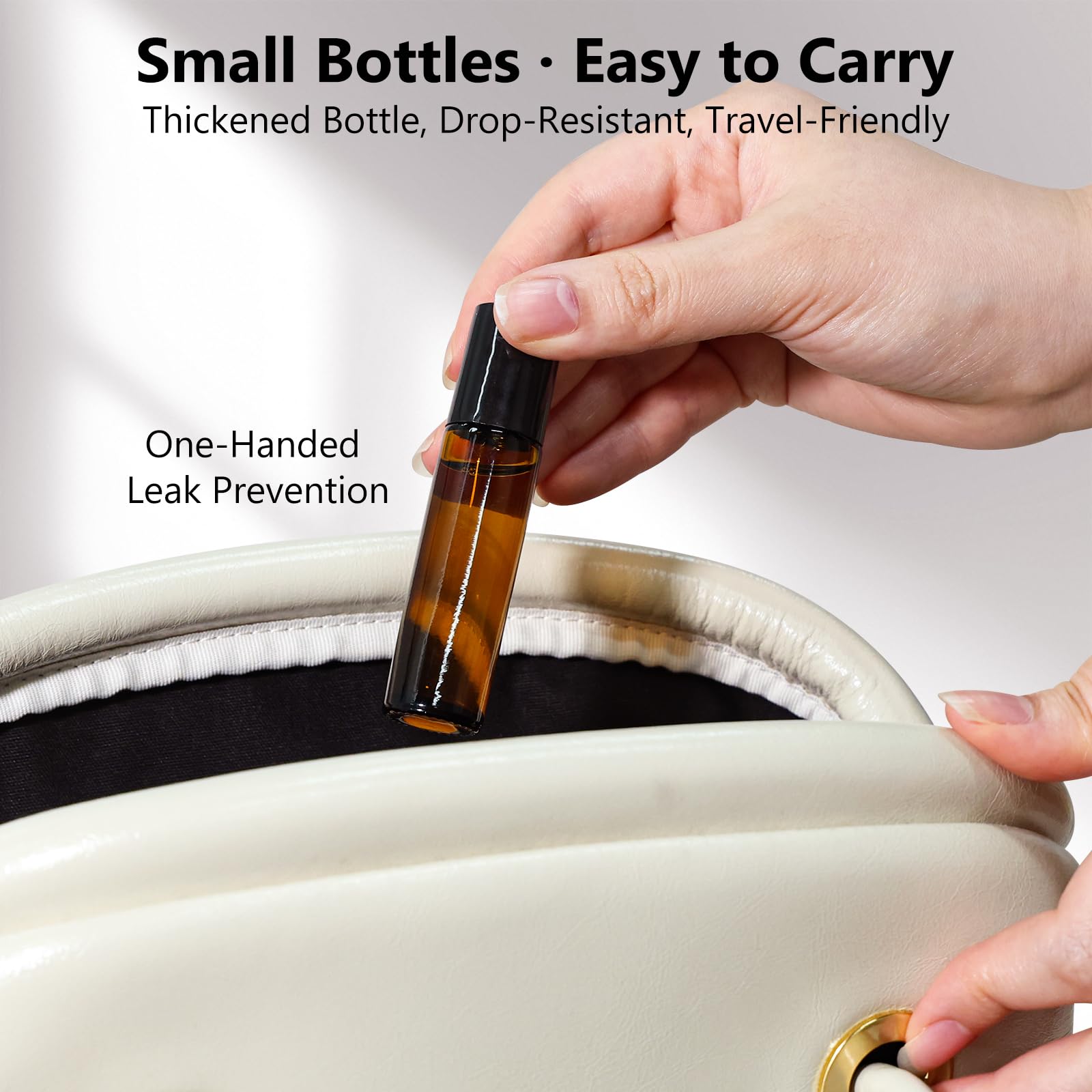 KEYWING 54 Pack Empty Essential Oil Roller Bottles – 10ml Amber Glass Roll-On Bottles with Stainless Steel Roller Balls & Caps, Refillable Perfume Containers for DIY & Travel