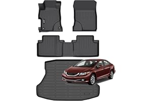 Jenofa-Car Floor Mats for Honda Civic 2012-2015 & Civic Si Only Sedan 2012-2015 (Not Coupe) All Weather Floor Mats Full Set Floor Liners Car Mat for Honda Civic Accessories