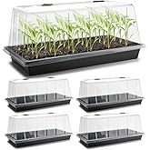 1020 Plant Tray with Tall 7.3'' Dome, 5-Pack Extra Large Seed Starter Tray with Humidity Domes, Heavy Duty 1020 Trays and Flats with Lid, Seed Germination Mini Greenhouse No Hole for Balcony Garden