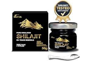 DLNIA Authentic Shilajit Pure Himalayan Organic Shilajit Resin Supplement- Gold+ Grade with 85+ Trace Minerals with 75% Fulvic Acid, Overall Energy & Immune Support, Pure Shilajit for Men & Women, 50g
