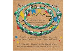 FAOYUDAWEI First Day Of School Bracelet, Matching Mommy And Me Mother Son Daughter Paracord Back To School Bracelets Wish Gift for Mom Boys Dad Girls Jewelry