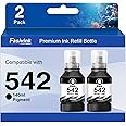 Compatible 542 Black Ink ET-5850 ET-5150 ET-5170 ET-5800 ET-16650 Replacement for 542 Ink Refill Bottles Black for EcoTank Pro ET-5150 ET-5850 ET-5180 ET-5880 ET-16600 (2 x Black 542 Pigment Ink