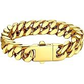 Bestyle Thick Mens Cuban Link Chain Bracelets, Durable Real 18K Gold/Black Metal Plated Solid Stainless Steel Hand Chain Cuban Bracelets for Men, Silver Black Gold Bracelets for Father Husband