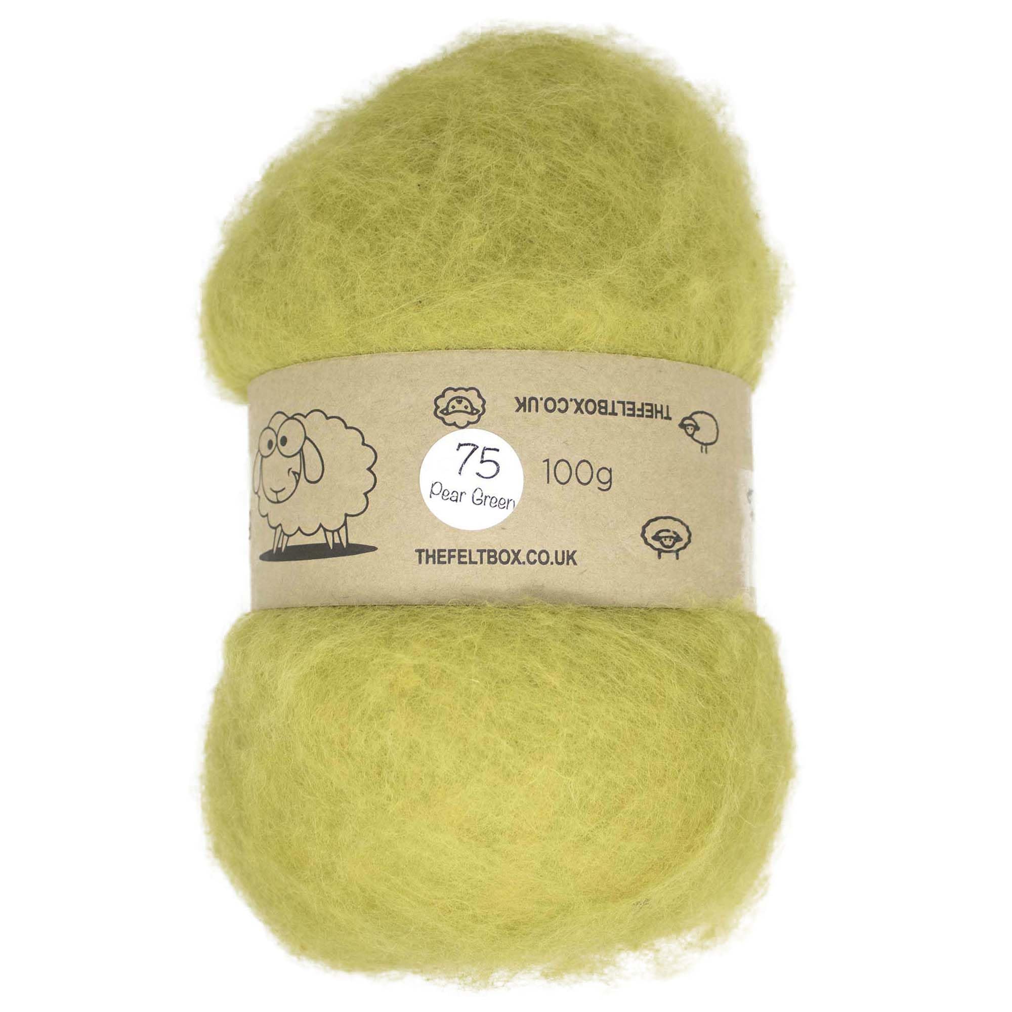 Carded Wool Batt – Pear Green #75 – 100g (3.5oz) for Needle & Wet Felting – The Felt Box