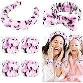 Araluky 6 Pcs Terry Cloth Headbands and Wristbands - Sponge Puffy Headband for Skincare, Makeup Removal, and Shower