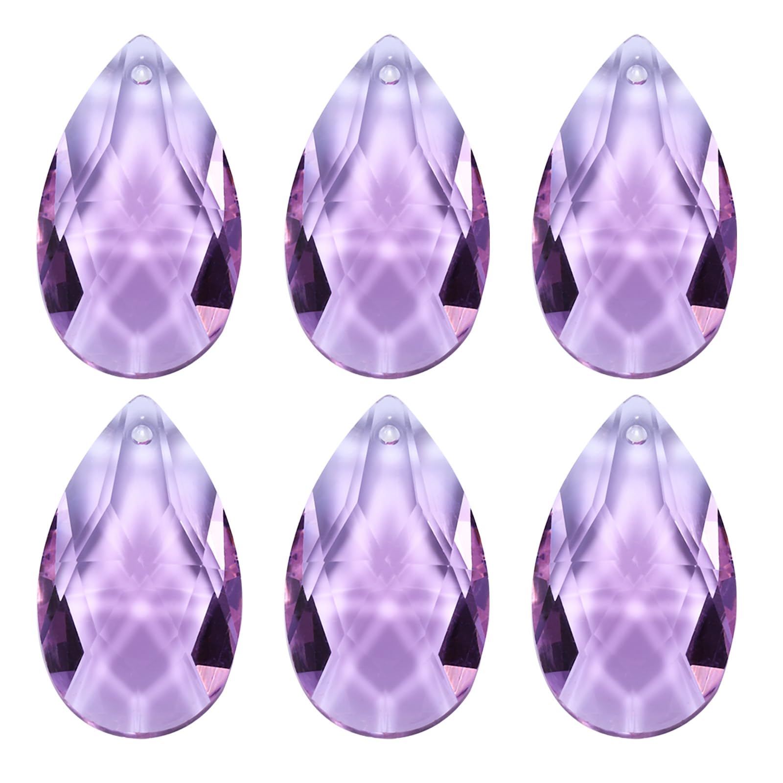 PATIKIL K9 Crystal Pendants Teardrop Beads, 6 Pack 38mm Chandelier Prisms Parts Hanging Beads DIY Lamp for Arts Crafts Decoration, Light Purple — image 1