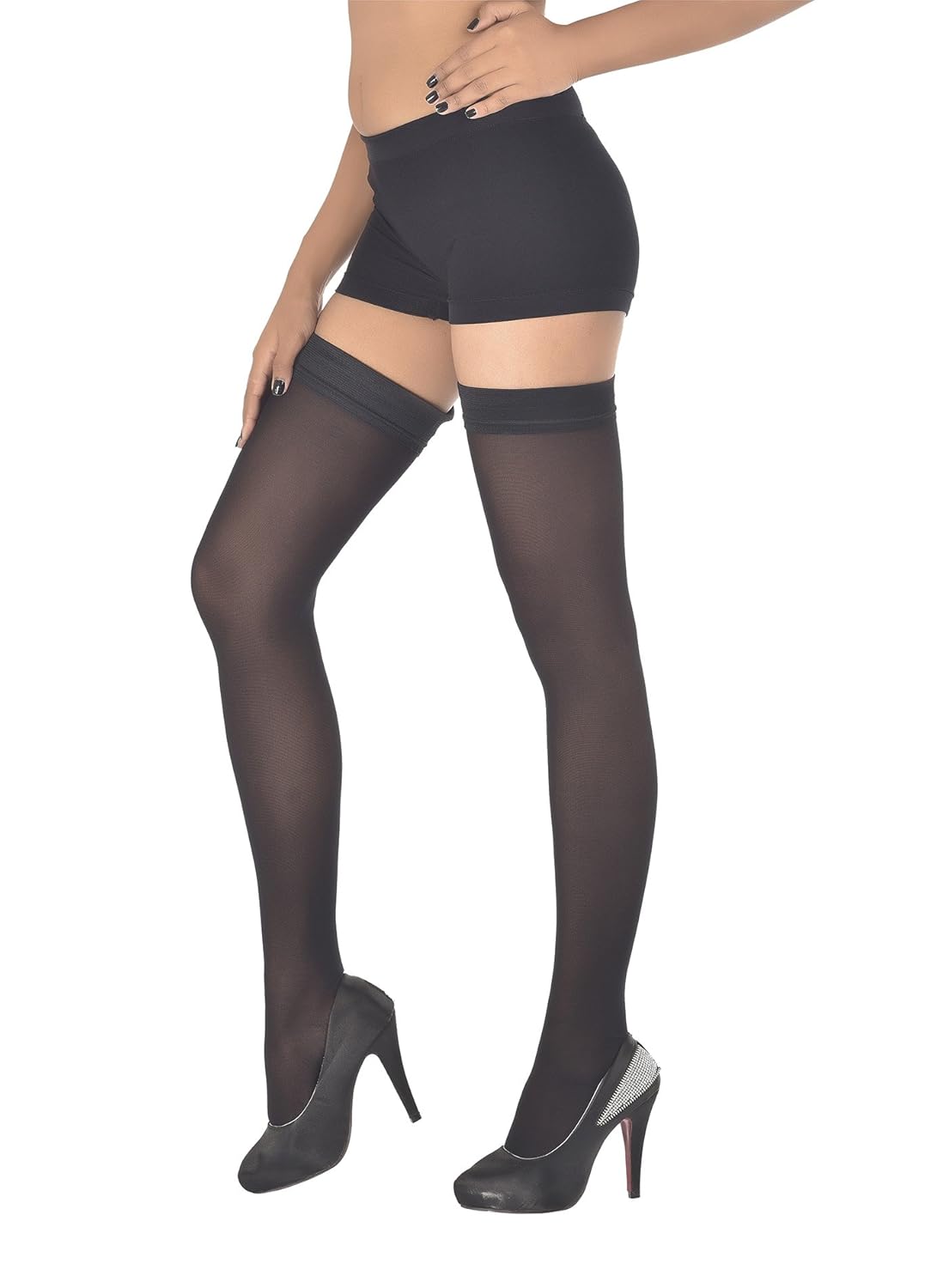 Buy Bellafonte Women's Hold Up Stocking (4016_Black_Medium) at Amazon.in