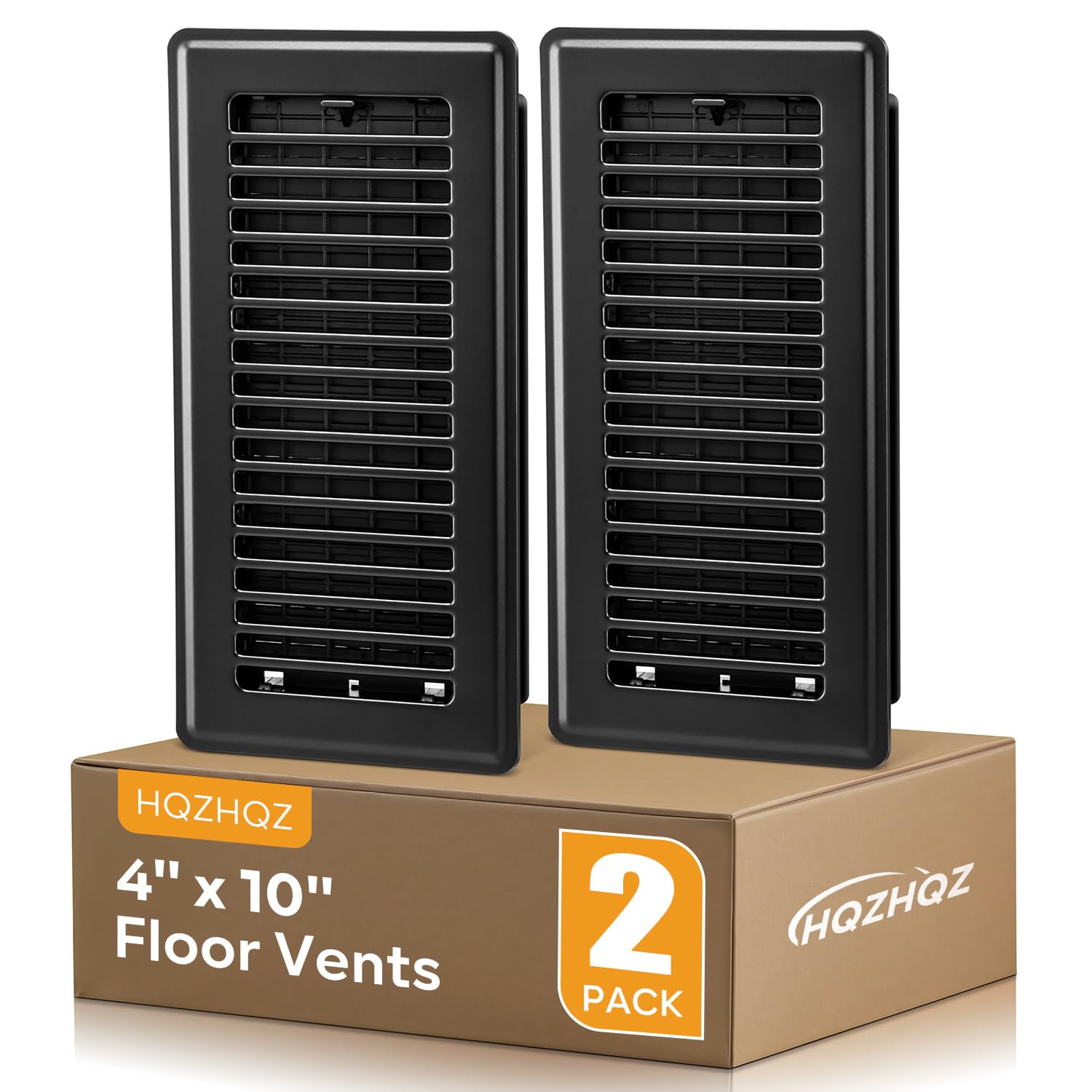 Photo 1 of 4X10 Floor Register, Vent Covers for Home Floor, Heavy Duty Steel Walkable Floor Vents, Floor Vent Covers for Sidewall and Floor, Air Vent Covers, 2 Pack Black