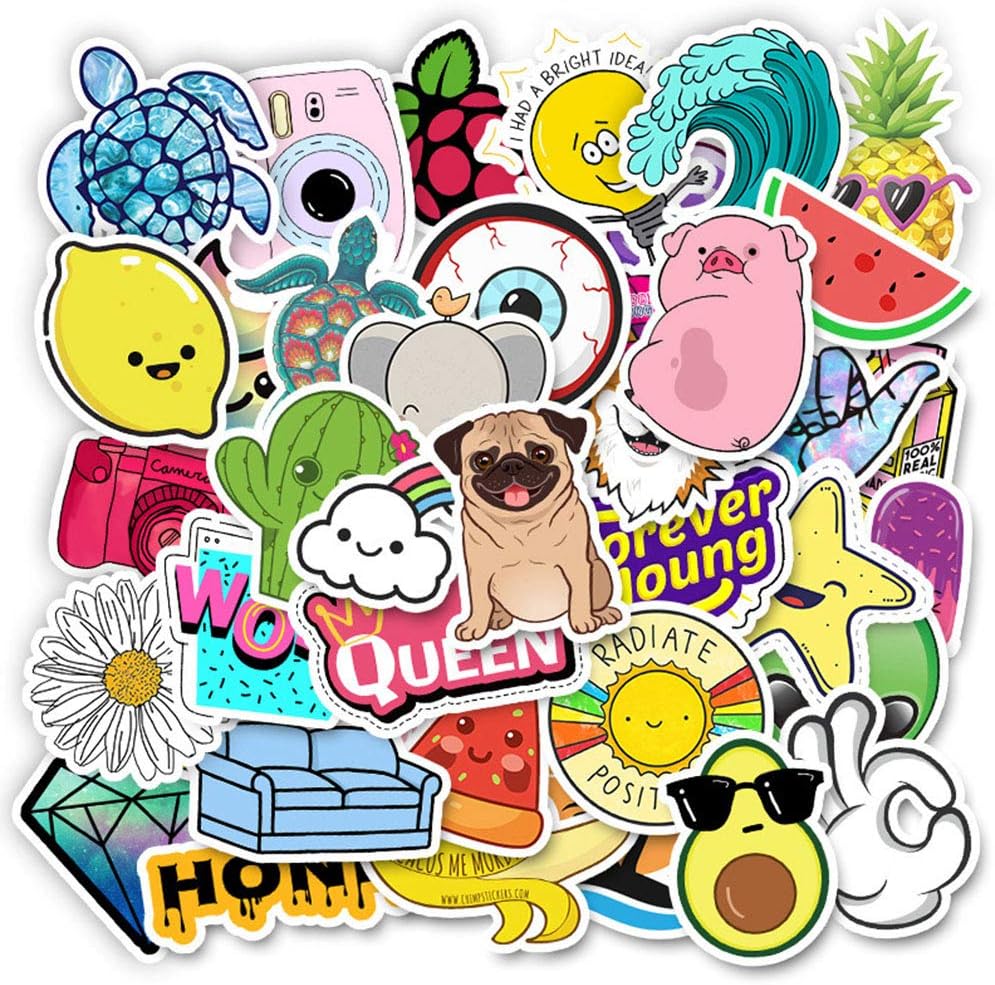 Cartoon Water Bottle Stickers for Kids, Teen Girl Cute Trendy Laptop Notebook Phone Computer Guitar Skateboard Luggage Vinyl Decal (VSCO)