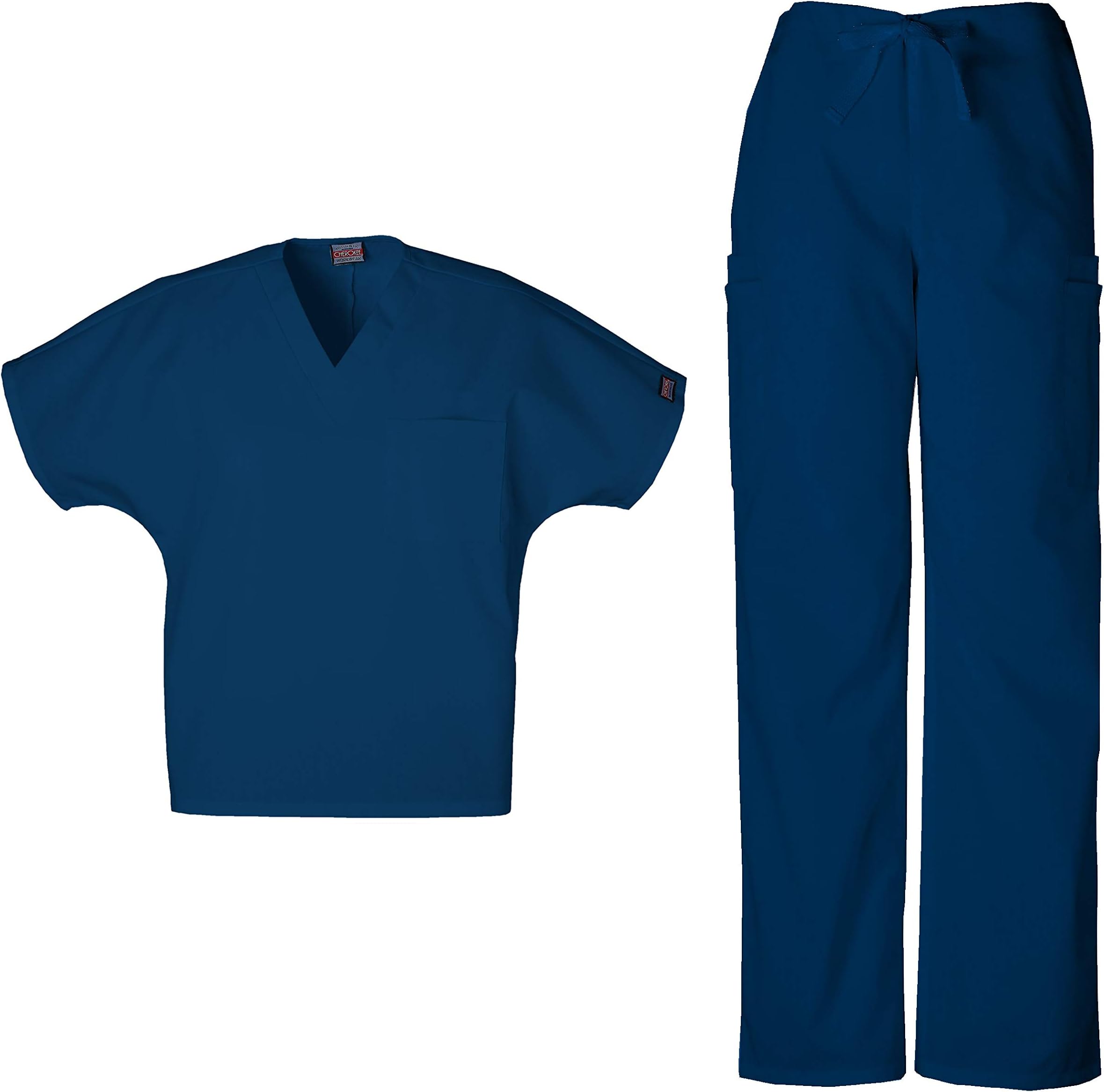 Workwear Originals Women & Men Scrubs Set V-Neck Tunic Top 4777 & Fly Front Cargo Pant 4000