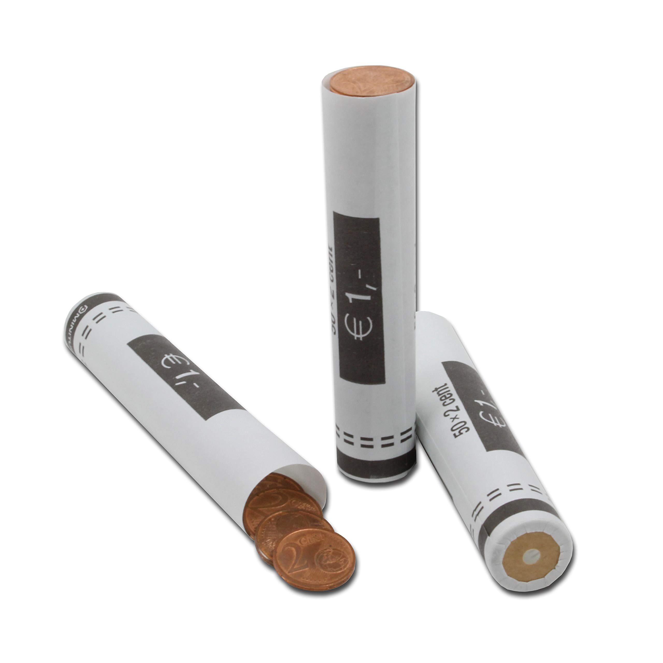 effektivo Euro Paper Coin Tubes for 2 Cent Coins Pack of 80