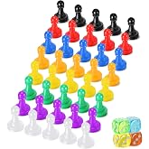 40 Pcs Multicolor Plastic Pawn Game Pieces with 4 Dice for Board Games | Ludo Replacement Parts,6-Sided Round Edge Dice, Chess Checkers Tokens, Multicolor Set