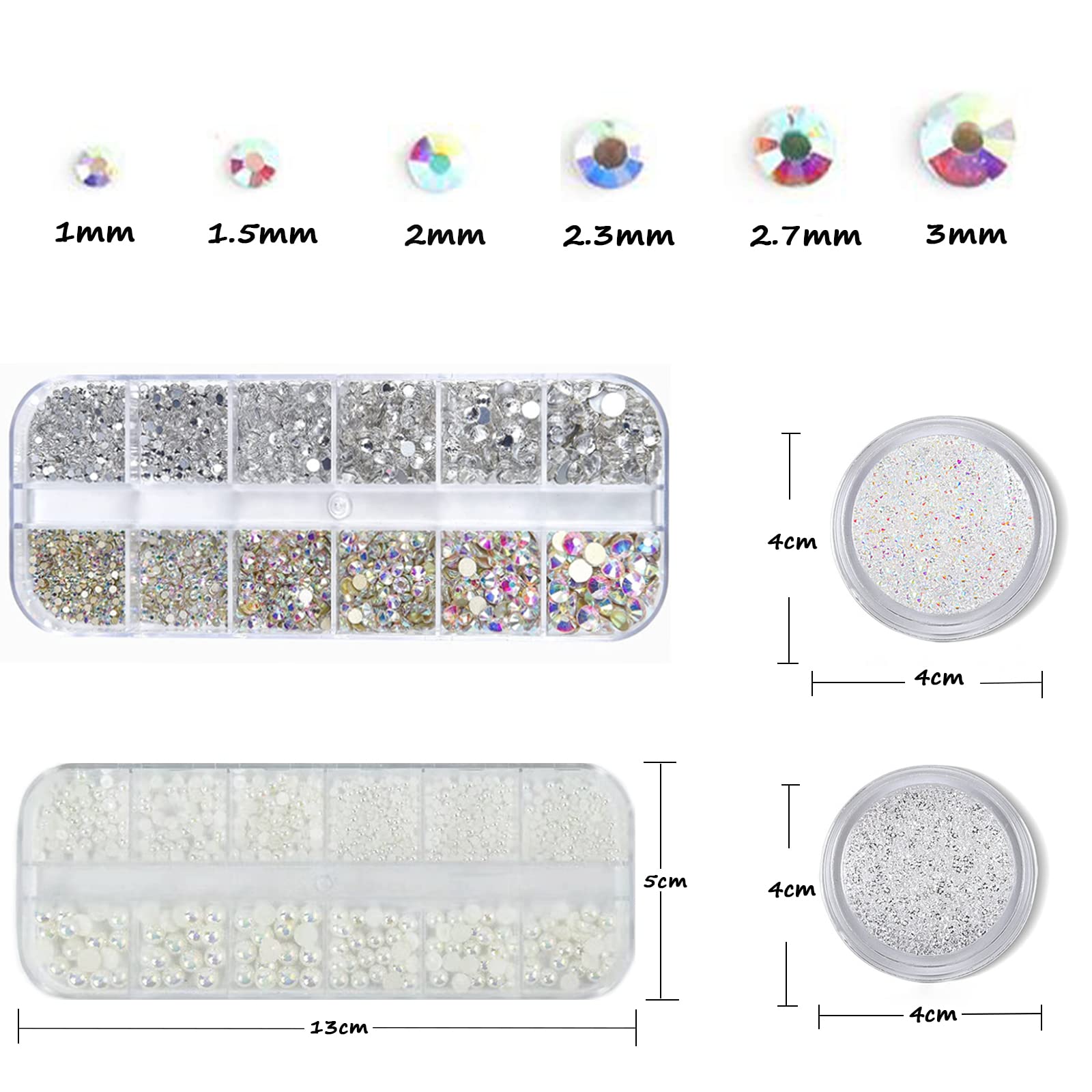 4 Boxes Flatback Rhinestones and Pearls Nail Charms for Acrylics - Crystals, Half Rounds, and Accessories for DIY Nail Art Decor - Image 7