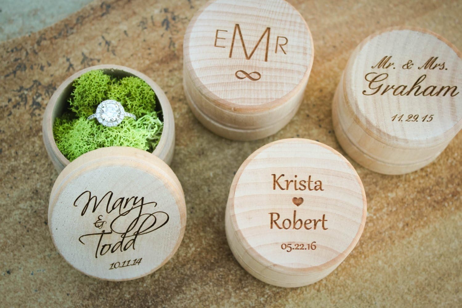 Custom Engraved Wedding Ring Box, Personalized Engagement Ring Box, Wedding Ceremony Box, Ring Pillow Alternative