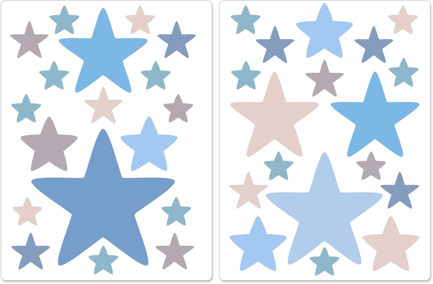 PREMYO Set of 36 Star Wall Stickers Kids - Nursery Decor Easy to Apply - Decals for Bedrooms for Boys Pastel Blue Grey - Image 3