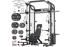 Major Fitness Drone2 Advanced Training Smith Machines– All-in-One Home Gym Squat Rack with Aluminum Pulley Set , Weight Bar, Dual LAT Pull-Down Systems & Cable Crossover Machine for Full-Body Workouts