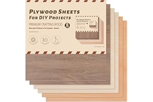 ROBOTIME 6-Pack Laser Wood Sheets 1/8" - 12 x 12 x 1/8 Inch - Cheery2Pcs &Walnut2Pcs &Maple2Pcs - 3mm Plywood for Laser Cutting, Laser Engraving Blanks